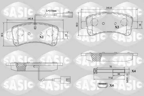 Тормозные колодки дисковые SASIC 6210091