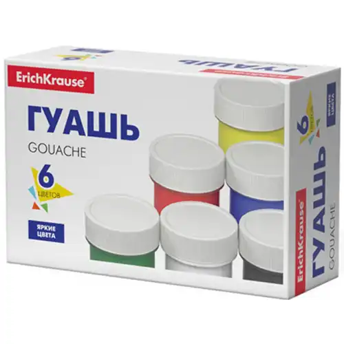 Гуашь ErichKrause Basic 6 цв., 17мл, 50543 1435921