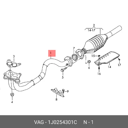 Выпускная труба 1J0254301C VAG