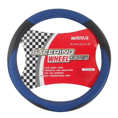 MISLT15ABKBLM Оплетка руля MIS-LT15A (M) BLACK/BLUE кожа MISTAR /1/25
