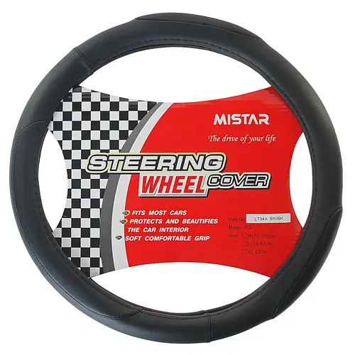 MISLT34ABKM Оплетка руля MIS-LT34A (M) BLACK кожа MISTAR /1/25
