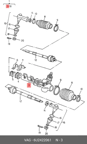 Рулевая рейка VAG 6U2422061