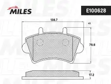 Тормозные колодки дисковые передняя ось MILES E100628