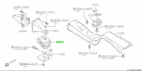 Подушка крепления двигателя SUZUKI 1161065D00
