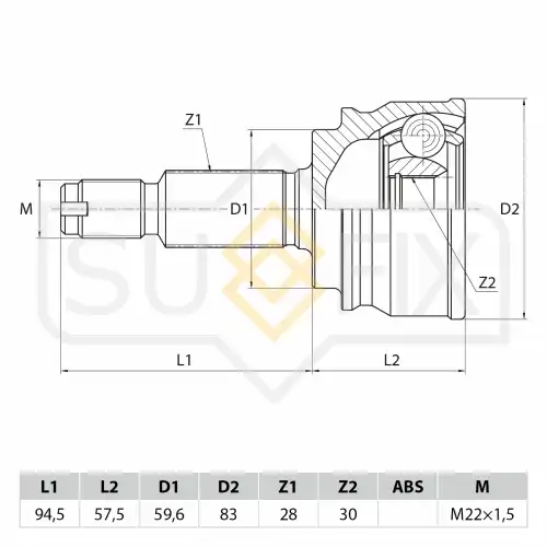 ШРУС наружный SUFIX ST-1042