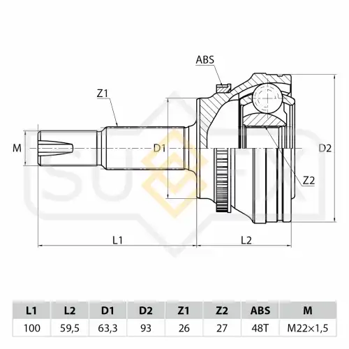 ШРУС наружный SUFIX ST-1053