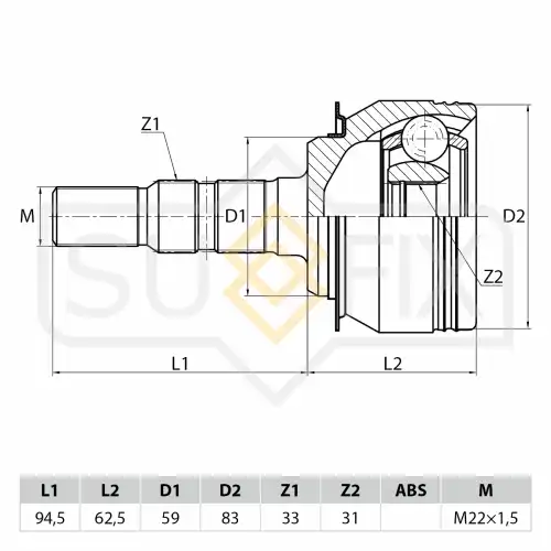 ШРУС наружный SUFIX ST-1065