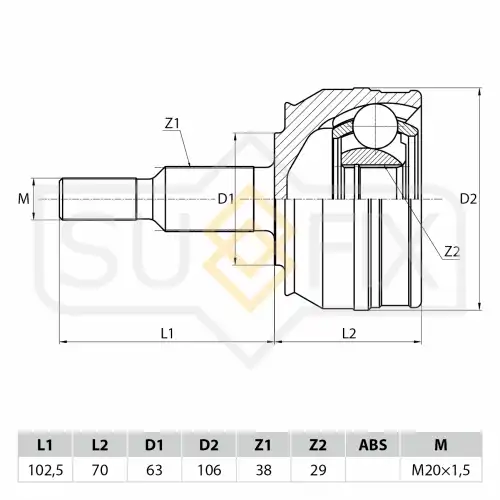 ШРУС наружный SUFIX ST-1114