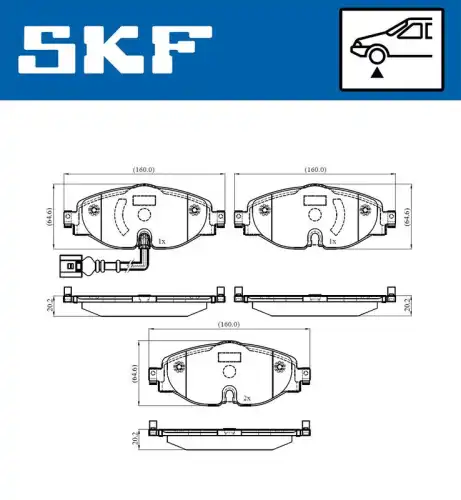 Тормозные колодки дисковые SKF VKBP 80018 E