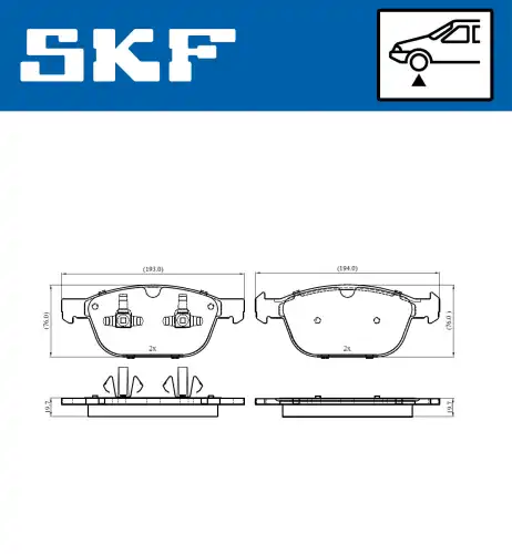 Тормозные колодки дисковые SKF VKBP 80188