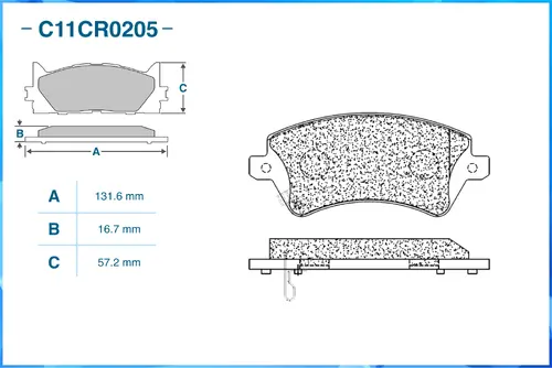 Тормозные колодки дисковые CWORKS C11CR0205