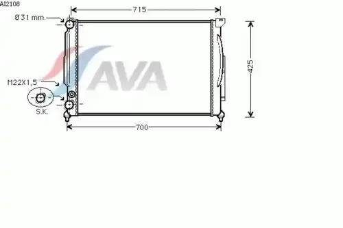 Радиатор системы охлаждения двигателя AVA AI2108