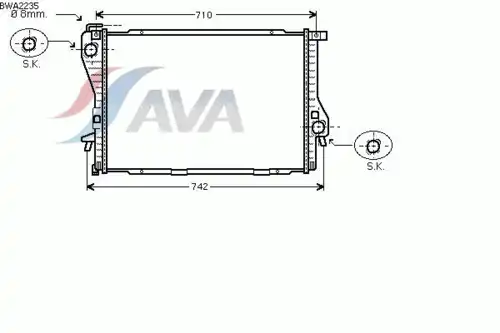Радиатор системы охлаждения двигателя AVA BWA2235