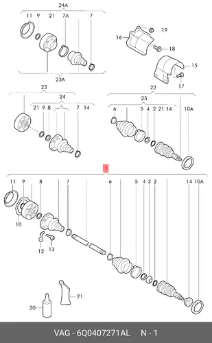 привод левый Skod 6Q0407271AL VAG