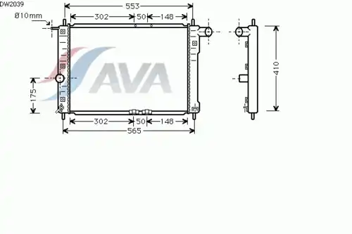 Радиатор системы охлаждения двигателя AVA DW2039