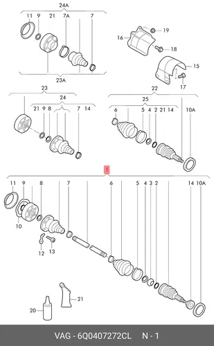 привод правый SEAT 6Q0 407 272 CL VAG