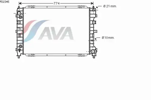Радиатор системы охлаждения двигателя AVA FD2345