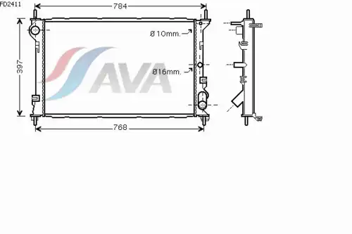 Радиатор системы охлаждения двигателя AVA FD2411