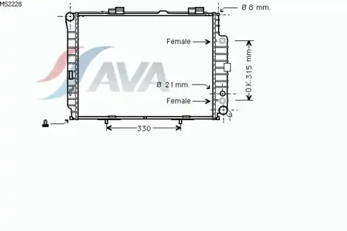 Радиатор системы охлаждения двигателя AVA MS2228