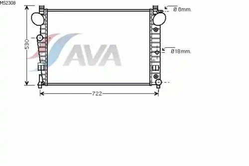 Радиатор системы охлаждения двигателя AVA MS2308