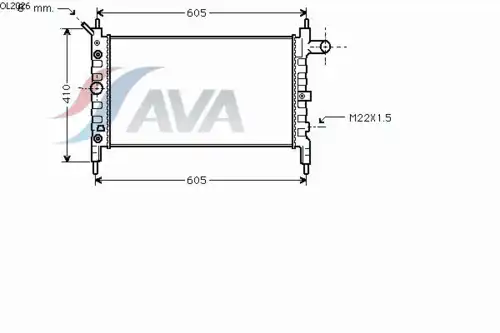 Радиатор системы охлаждения двигателя AVA OL2026