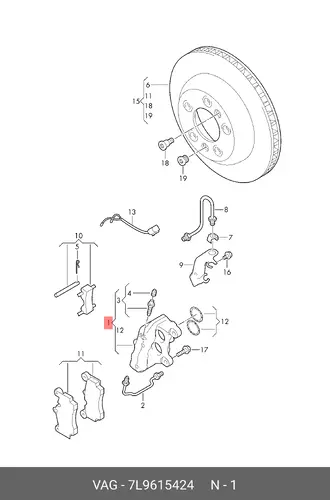 Тормозной суппорт 7L9615424 VAG