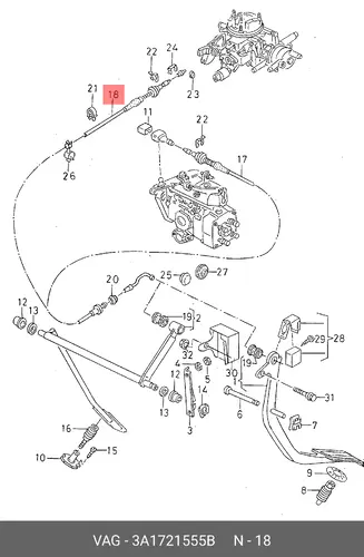 трос газа VW 3A1721555B VAG