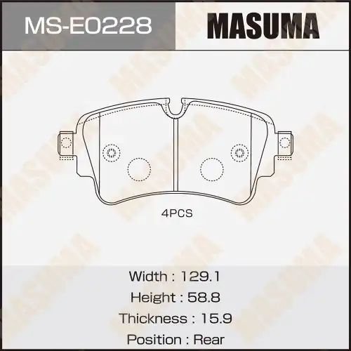Тормозные колодки дисковые MASUMA MS-E0228