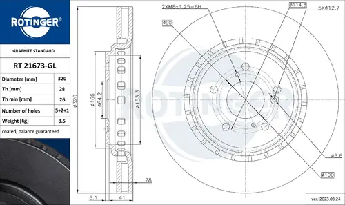 Тормозной диск ROTINGER RT21673GL