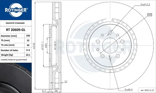 Тормозной диск ROTINGER RT20609GL