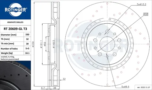 Тормозной диск ROTINGER RT20609GLT3