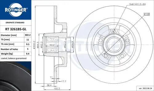 Тормозной диск ROTINGER RT3261BSGL