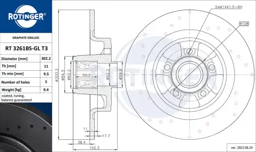 Тормозной диск ROTINGER RT3261BSGLT3