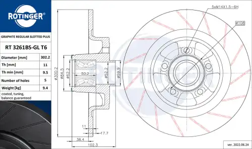 Тормозной диск ROTINGER RT3261BSGLT6