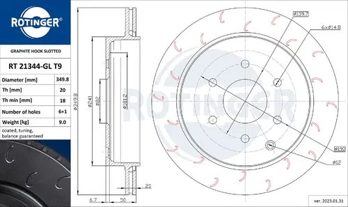 Тормозной диск ROTINGER RT21344GLT9