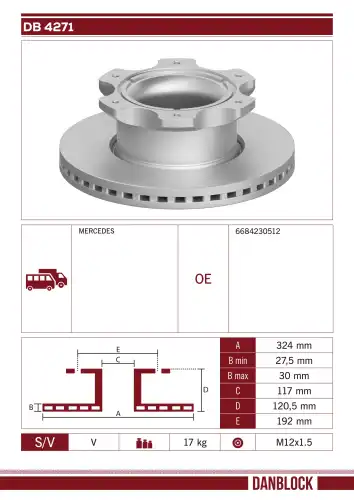 диск торм! 324x30/120.5 6n-M12-1.5\MB DB 4271 DANBLOCK