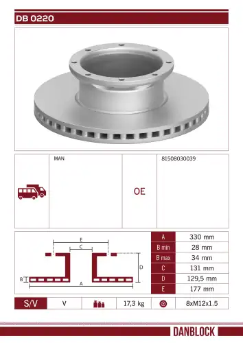 Тормозной диск DANBLOCK DB 0220