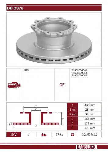 Тормозной диск DANBLOCK DB 0372