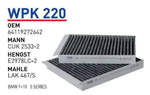 Салонный фильтр WUNDER WPK220