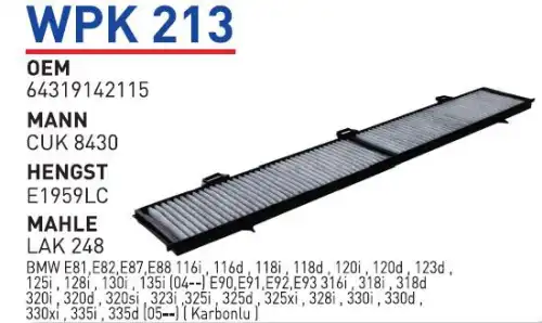 Салонный фильтр WUNDER WPK213