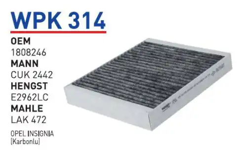 Салонный фильтр WUNDER WPK314