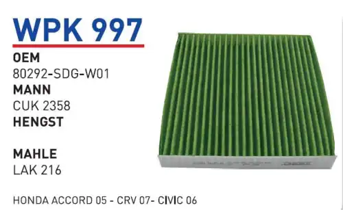 Салонный фильтр WUNDER WPK997