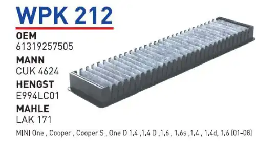 Салонный фильтр WUNDER WPK212