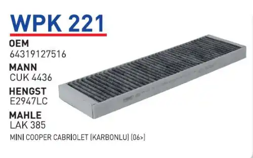 Салонный фильтр WUNDER WPK221