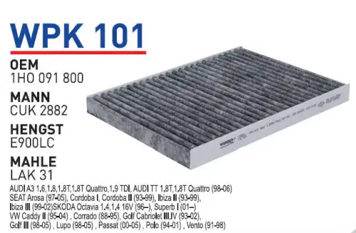 Салонный фильтр WUNDER WPK101