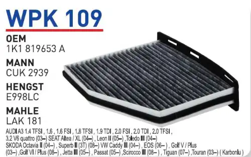 Салонный фильтр WUNDER WPK109