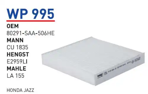 Салонный фильтр WUNDER WP995