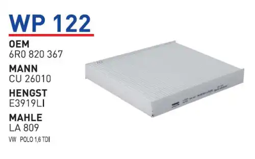 Салонный фильтр WUNDER WP122
