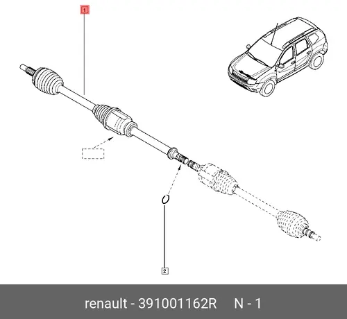 Вал приводной в сборе RENAULT 391001162R