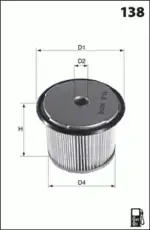 Топливный фильтр MECAFILTER ELG5218 Citroen BX/Xantia 1.9D/2.1TD, Peugeot 306/405/406 1.9D/TD 92>